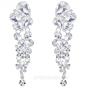 EVER FAITH Women's Austrian Crystal Gorgeous Tear Drops Wedding Dangle Pierced Earrings