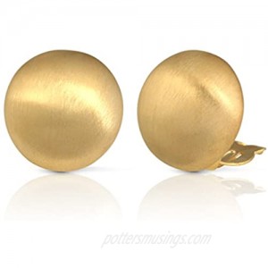 JanKuo Jewelry Matte Gold Round Clip On Earrings