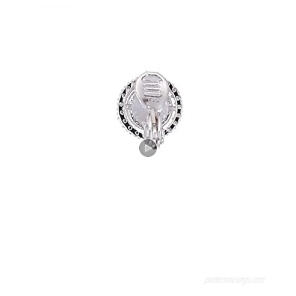 Napier Women's Silver Crystal Cz Ez Comfort Clip Halo Button Earrings