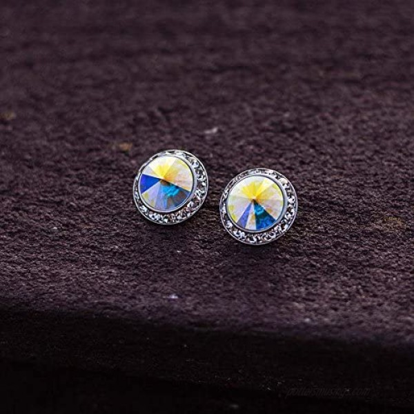 PammyJ Aurora Borealis 15mm Round Crystal CLIP-ON Earrings