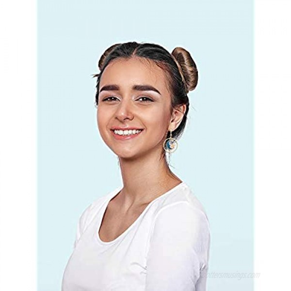 SAILIMUE 5Pairs Clip on Earrings Dangle Set for Women Teen Girls Cute Moon and Star Earrings Non Pierced Ear Clip Saturn Earrings