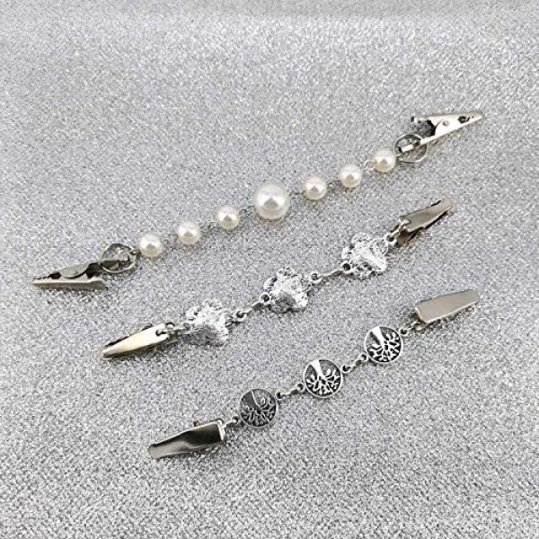 YOQUCOL 3 Pieces Cardigan Clip Sweater Clip Dress Back Clip Silver Brooch Shawl Clip Set for Women Girls