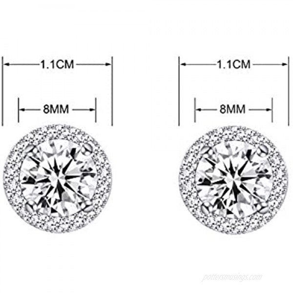 YOQUCOL Bright 8mm Cubic Zirconia Crystal Clip On Stud Round Non Pierced Earrings For Women Girls