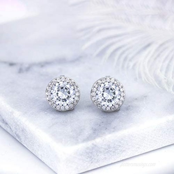 YOQUCOL Bright 8mm Cubic Zirconia Crystal Clip On Stud Round Non Pierced Earrings For Women Girls
