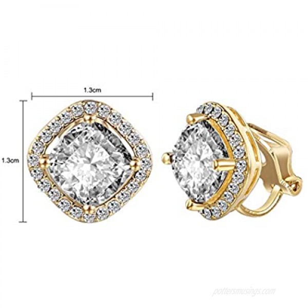 Yoursfs Austrain Crystal Clip on Earrings for Women Fashion 18k Gold Plated Rhinestone Clipon Earrings Non Pierced Ears for women
