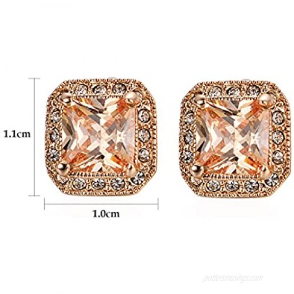 Yoursfs Vintage Clip on Earrings for Women 18K Gold Plated Square Cubic Zirconia Sparkly Austrian Crystal Earrings