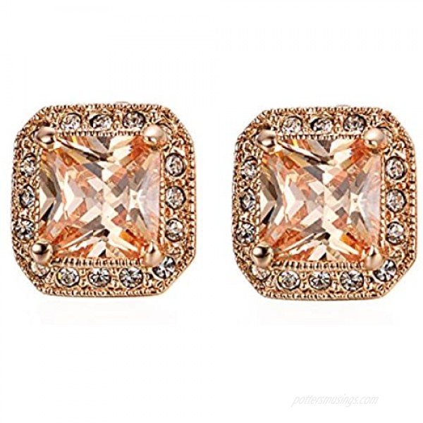 Yoursfs Vintage Clip on Earrings for Women 18K Gold Plated Square Cubic Zirconia Sparkly Austrian Crystal Earrings
