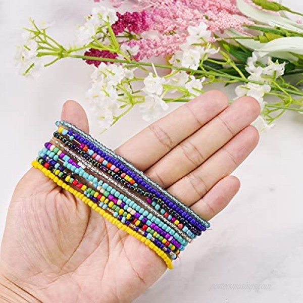 40 Pieces Elastic Beaded Anklets Waterproof Women Boho Beaded Anklets Stretchy Teen Girls Beaded Anklets Colorful Beads Ankle Bracelets for Women Girls Summer Beach(Mixed)