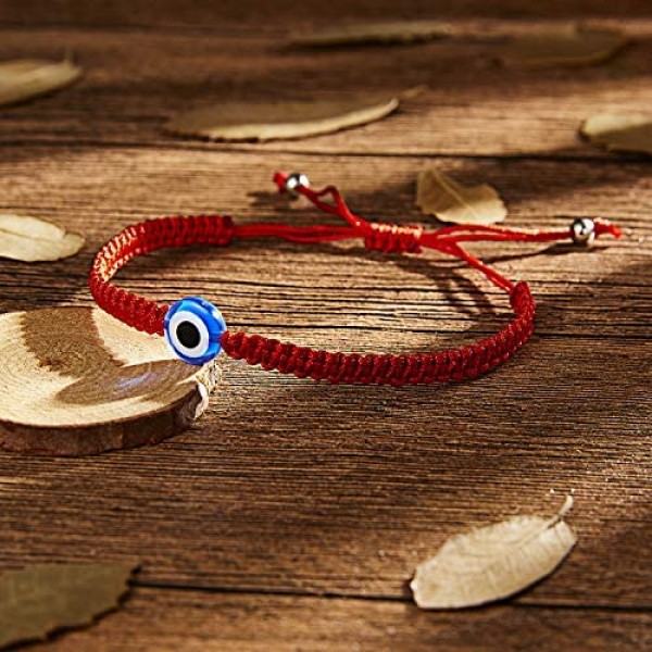 5-6 Pcs Evil Eye String Kabbalah Bracelets Hamsa Hand Hand-Woven Adjustable Red Rope Cord Thread Braided Bracelet Fatima Hand Ancient Friendship Charm Anklet for Protection and Luck Women Girl Jewelry