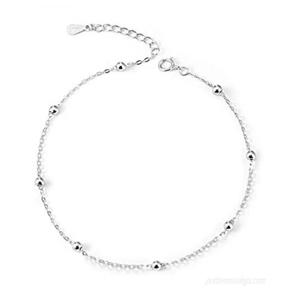 925 Sterling Silver Ankle Bracelet Multilayer Anklets for Women Satellite Star Cross Circle Butterfly Teardrop Oval Disk Layered Anklet Beach Jewelry