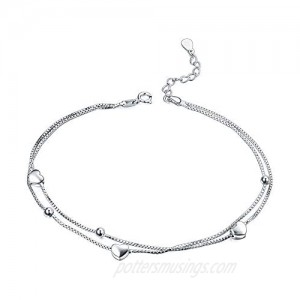 925 Sterling Silver Anklet for Women  Multilayer Charm Foot Chain Adjustable Ankle Bracelet Jewelry for Women