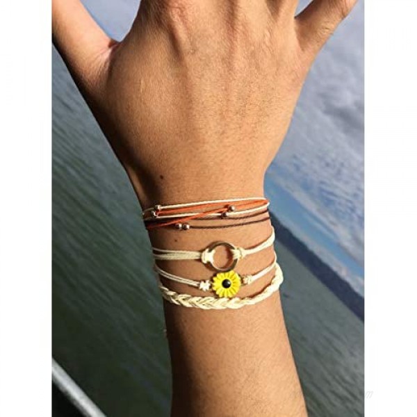 Ankle Bracelets for Women Handmade Waterproof Bracelets for Teen Girls Adjustable Boho Ankle Bracelets Set Braided String Hawaii Anklets Jewelry Gifts