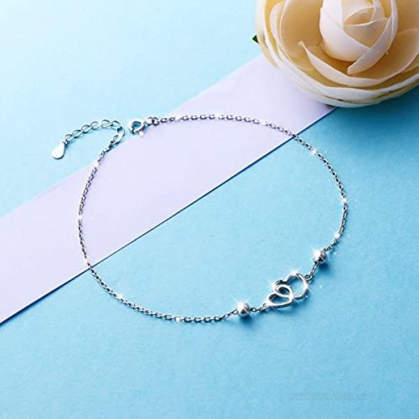 Anklet for Women Girl S925 Sterling Silver Adjustable Beach Style Foot Ankle Bracelet Jewelry