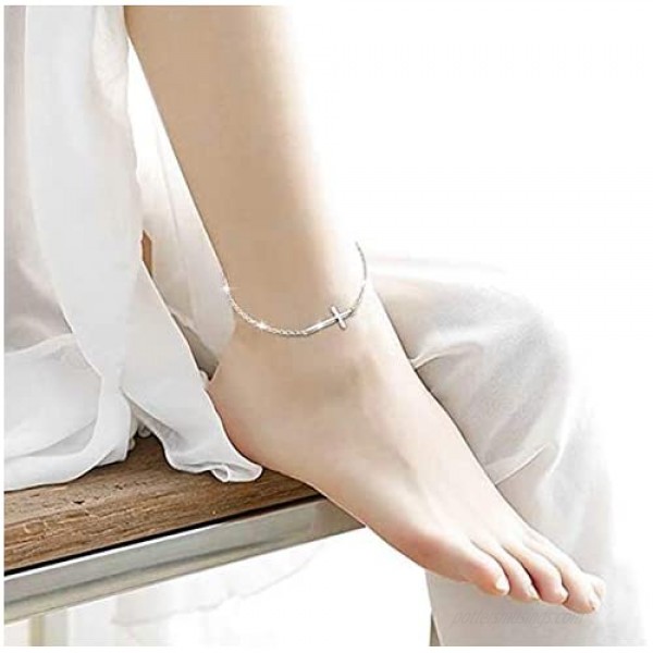 Anklet for Women S925 Sterling Silver Adjustable Foot Ankle Bracelet Jewelry