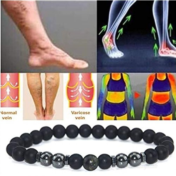 Anti-Swelling Black Obsidian Anklet Adjustable Magnet Weight Loss Bracelet Feng Shui Black Obsidian Anklet for Foot Pain Relief (5pcs)