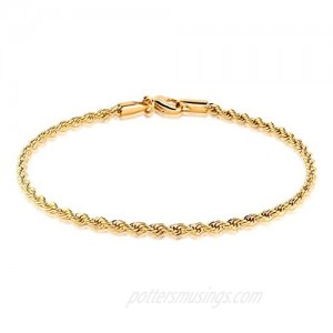 Barzel 18K Gold Plated Braided Chain Ankle Bracelet for Women