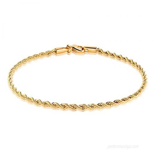 Barzel 18K Gold Plated Braided Chain Ankle Bracelet for Women