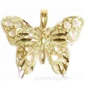 Butterfly Charm 14k Gold 17mm