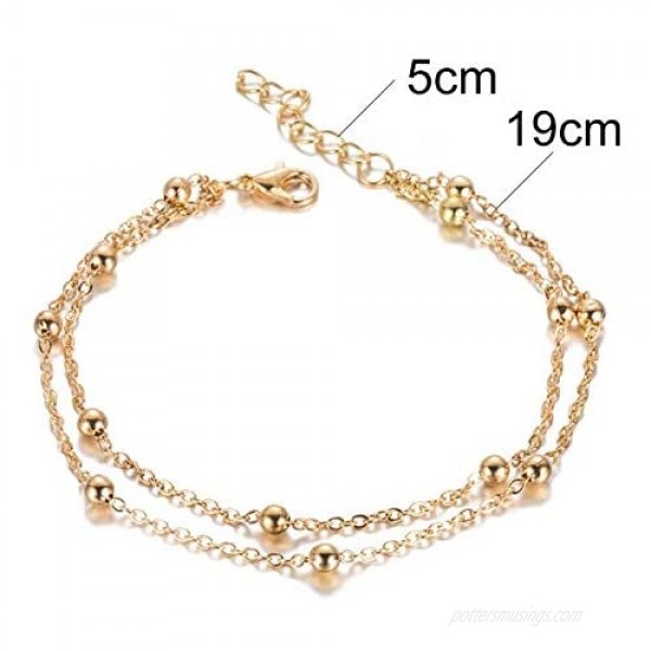 choice of all Double Layered Beads Heart Anklets for Women Summer Foot Beach Gold Anklet Bracelet