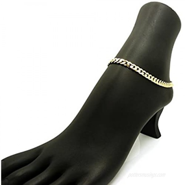 Fashion 21 Electro Gold Plated 10 inches Diversified Chain Anklet Foot Chain Bracelet in Gold Color Made in Korea