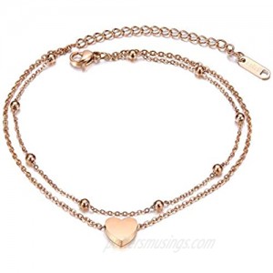 Fesciory Women Stainless Steel Anklet Rose Gold Adjustable Beach Ankle Foot Chain Bracelet Jewelry Gift