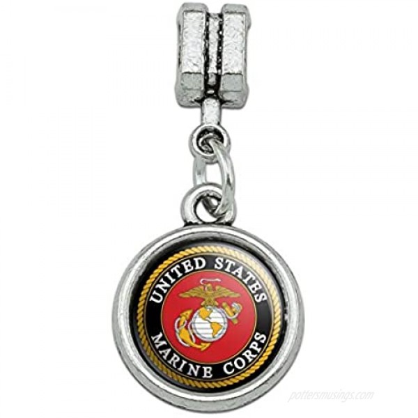 GRAPHICS & MORE Marines USMC Emblem Black Yellow Red Officially Licensed Italian European Style Bracelet Charm Bead