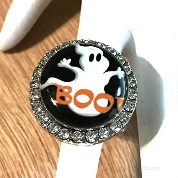 Interchangeable Snap Jewelry Boo Ghost Halloween Painted Ceramic Standard Size 18-20mm My Prime Gifts