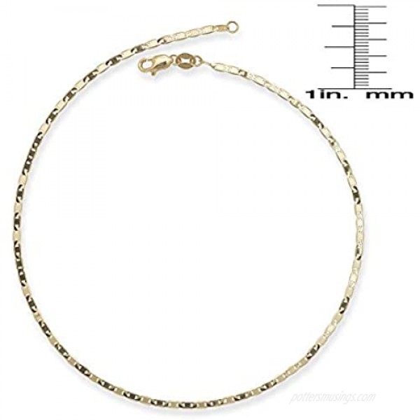 Jewelryweb Solid 10K Yellow Gold 10 Inch 2.2mm Mariner Link Anklet for women and teens