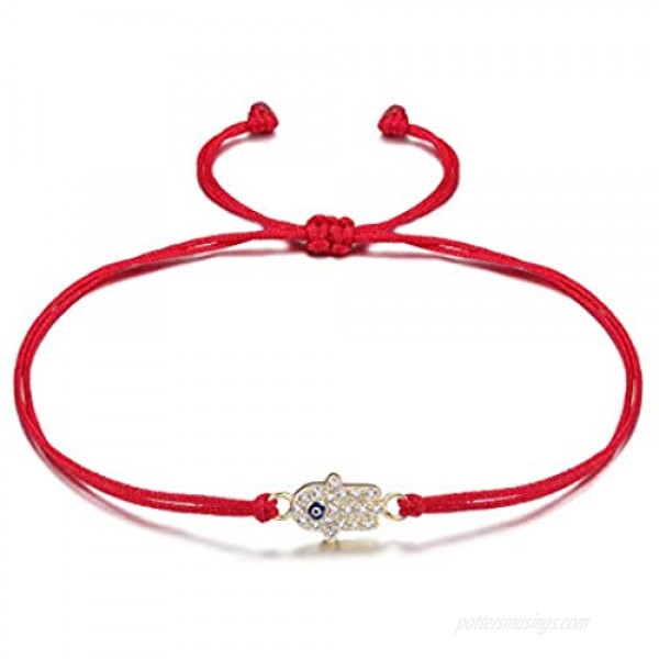 JINBAOYING Hamsa Evil Eye Bracelet with Cubic Zirconia String Kabbalah Adjustable Bracelet Handmade Charm Bracelets for Women Men