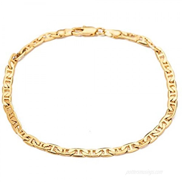 kelistom Gold Anklet for Women Teen Girls 14K Gold / 18K Gold/Platinum Plated Flat Mariner Link Chain Ankle Bracelets for Women 9 10 11 inches