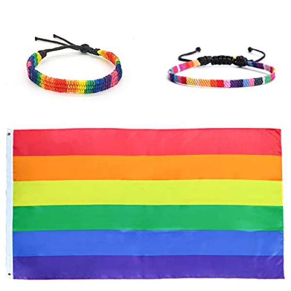 LGBTQ Rainbow Flag with Gay Pride Stuff Bracelet Anklet Accessories for Women & Men