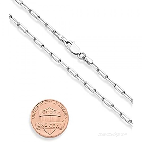 Miabella Solid 925 Sterling Silver Italian 2.5mm Paperclip Link Chain Anklet Ankle Bracelet for Women 9 10 Inch Made in Italy