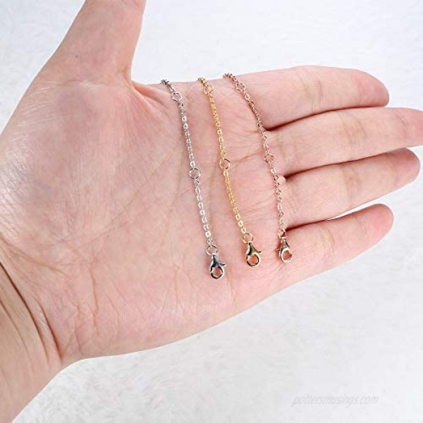 Milacolato 3 Pcs Sterling Silver Necklace Chain Extender in Gold Rose Gold and Silver Lobster Clasp Bracelet Anklet Extenders Set Adjustable Length 2 4