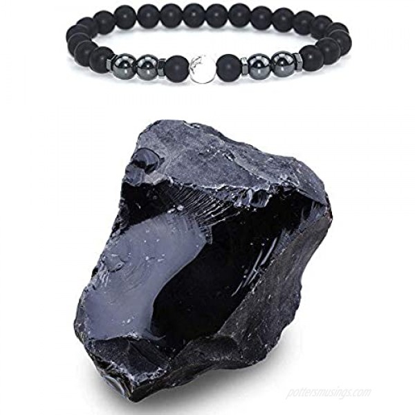 Mountainish 10pcs feng Shui Anti-Swelling Black Obsidian Anklet Adjustable Magnet Natural Stone Healing Crystal Triple Protection Bracelet Anklet for Men and Women Energy Stones for Anxiety Stress