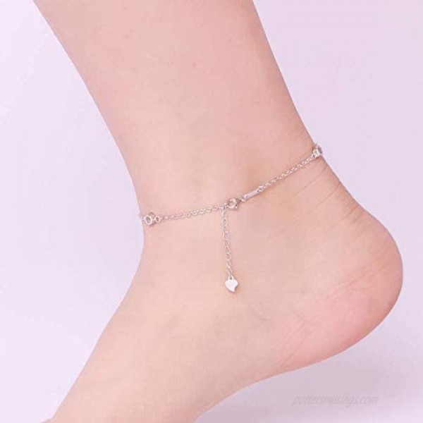 Nieboa S925 Infinity Ankle Bracelets for Women Sterling Silver Jewelry of Anklet in Classic Design Gift for Mother Wife Girlfriend