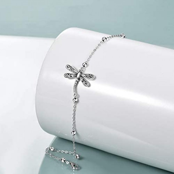 ONEFINITY Dragonfly Anklet Sterling Silver Dragonfly Ankle Bracelet Dragonfly Jewelry for Women Gifts