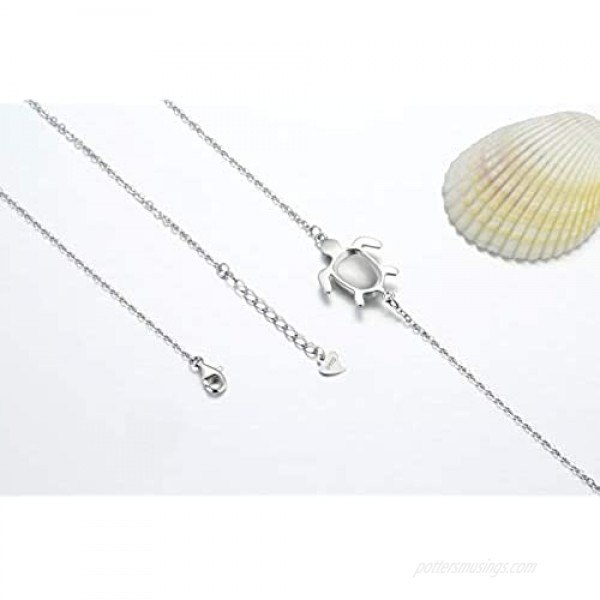 OneSight Blue Opal Sea Turtle Bracelet/Anklet/Necklace/Earring Sterling Silver Bracelets Jewelry for Women Gifts