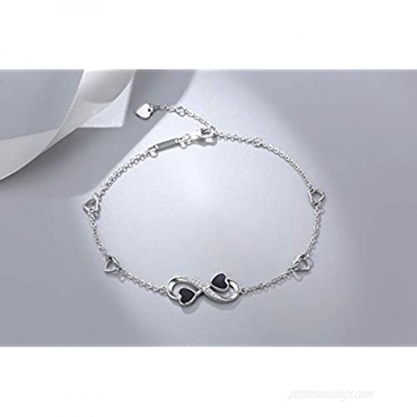 OneSight Infinity Ankle Bracelet for Women 925 Sterling Silver Charm Adjustable Anklet White Rose Gold Colors