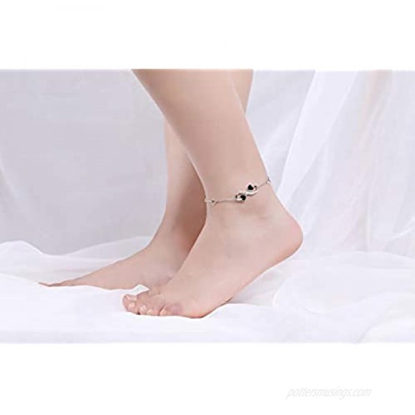OneSight Infinity Ankle Bracelet for Women 925 Sterling Silver Charm Adjustable Anklet White Rose Gold Colors
