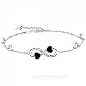 OneSight Infinity Ankle Bracelet for Women 925 Sterling Silver Charm Adjustable Anklet  White Rose Gold Colors