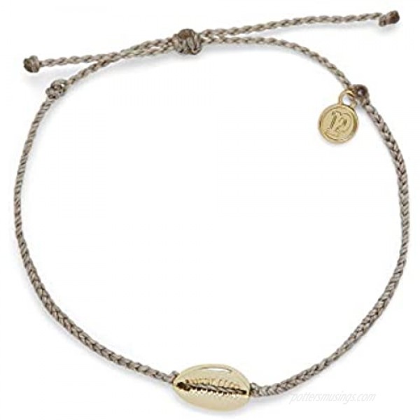Pura Vida Gold or Silver Cowrie Cord Adjustable Anklet w/Charm Waterproof