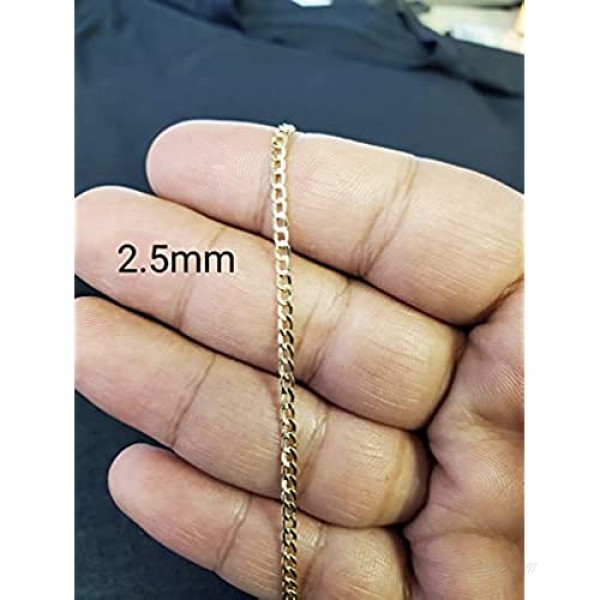 Real 10k Yellow Gold Hollow C-Link Men and Women Bracelet/Anklet 2.5 mm