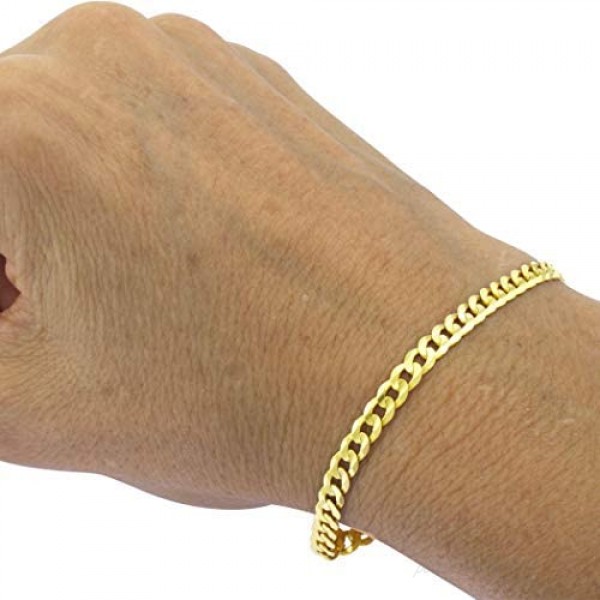 Real 10k Yellow Gold Hollow C-Link Men and Women Bracelet/Anklet 2.5 mm
