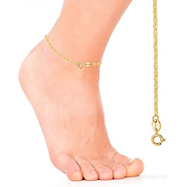 Ritastephens 10K Yellow Gold Mariner Link Anklet 10 Inches