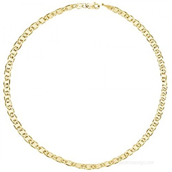 Ritastephens 14k Yellow Gold Mariner Link Foot Chain Anklet Bracelet or Chain Necklace (1.7mm 3.2mm)