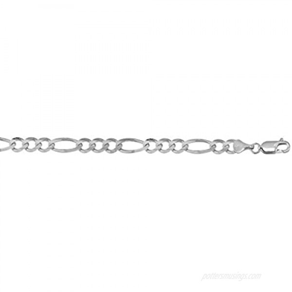 Ritastephens Sterling Silver or Gold Tone Italian 2.1mm Figaro Link Chain Anklet Bracelet or Necklace