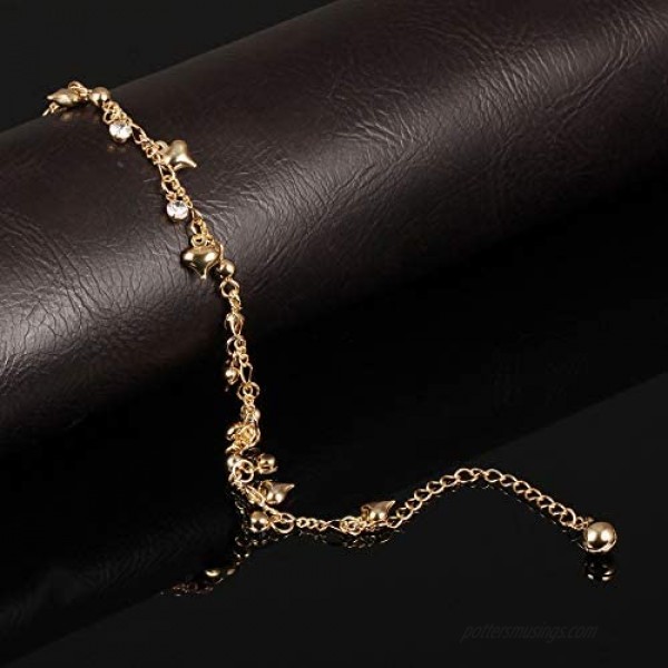 Star Jewelry Heart Ankle Bracelet for Women Gold Adjustable Beach Chain Anklet Foot Jewelry