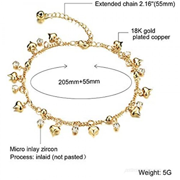 Star Jewelry Heart Ankle Bracelet for Women Gold Adjustable Beach Chain Anklet Foot Jewelry