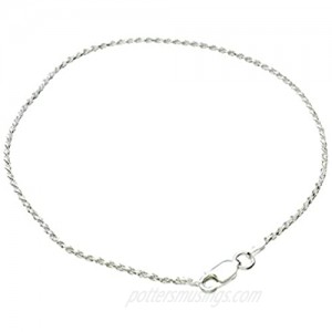 Sterling Silver 1.5mm Diamond-Cut Rope Nickel Free Chain Anklet Italy 10
