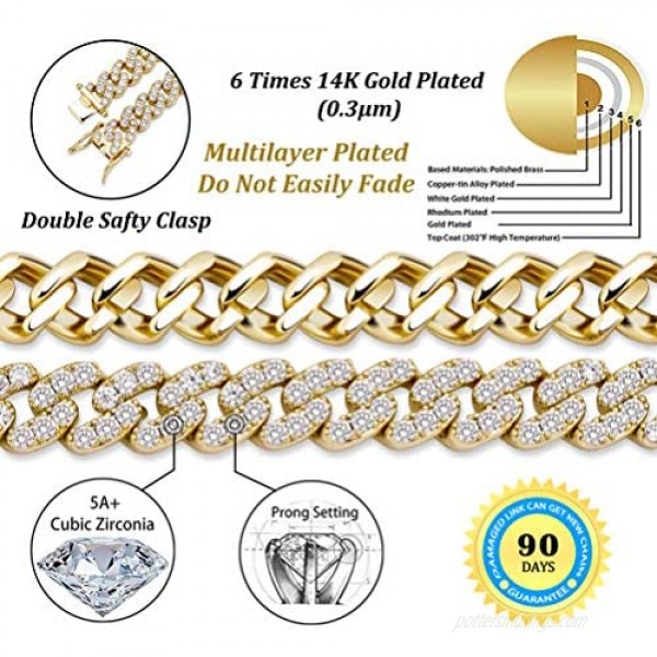 TOPGRILLZ 8mm Cuban Link Anklets Bracelet for Women 6 Times 14K Gold Plated Fashion Foot Jewelry Gift …